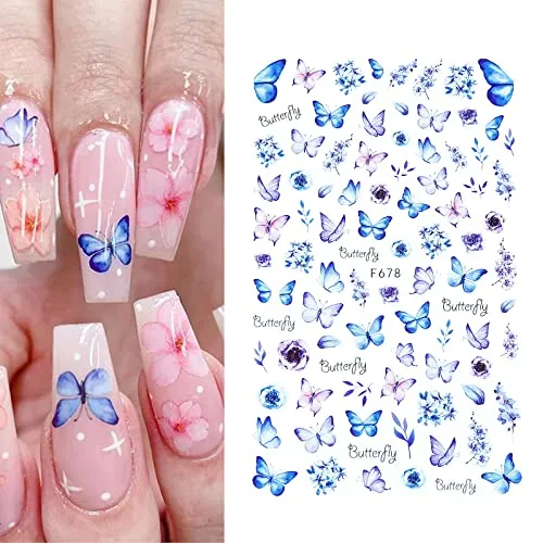10 Sheets Butterfly Nail Stickers, Butterfly Nail Art, Butterfly Nail Decal for Women, self-Adhesive Butterfly Nail Stickers, Butterfly Stickers Nails, Butterfly for Nails Ticacos