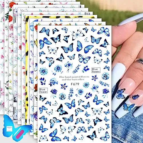 10 Sheets Butterfly Nail Stickers, Butterfly Nail Art, Butterfly Nail Decal for Women, self-Adhesive Butterfly Nail Stickers, Butterfly Stickers Nails, Butterfly for Nails Ticacos