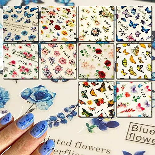10 Sheets Butterfly Nail Stickers, Butterfly Nail Art, Butterfly Nail Decal for Women, self-Adhesive Butterfly Nail Stickers, Butterfly Stickers Nails, Butterfly for Nails Ticacos