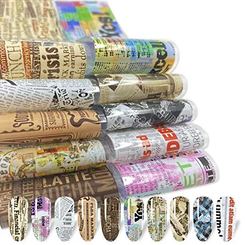 100 Sheets Nail Foil Transfer Sticker Kit, Bagvhandbagro Nail Art Decals Nail Foil Tips Starry Sky Laser Flower Leopard Print Adhesive Transfer Foils Stickers DIY Nail Art Decorations Nail Supplies