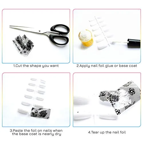 100 Sheets Nail Foil Transfer Sticker Kit, Bagvhandbagro Nail Art Decals Nail Foil Tips Starry Sky Laser Flower Leopard Print Adhesive Transfer Foils Stickers DIY Nail Art Decorations Nail Supplies