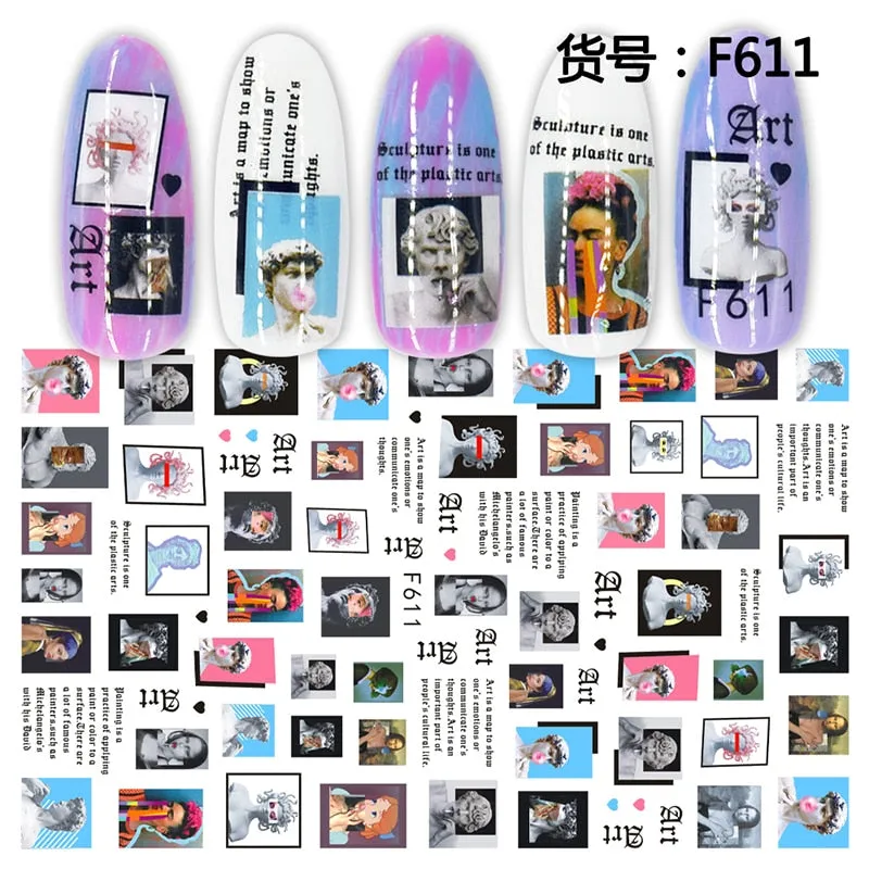1Pcs Graffiti Designer Gel Polish Nail Sticker Decals Sliders Paper Nail Art Decoration Accessories Manicure Tattoos DIY