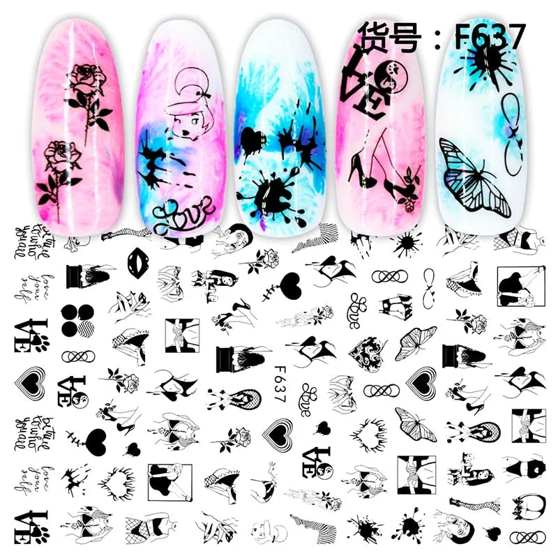 1Pcs Graffiti Designer Gel Polish Nail Sticker Decals Sliders Paper Nail Art Decoration Accessories Manicure Tattoos DIY