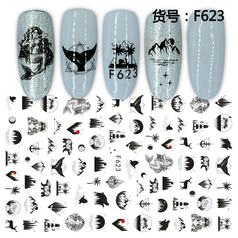1Pcs Graffiti Designer Gel Polish Nail Sticker Decals Sliders Paper Nail Art Decoration Accessories Manicure Tattoos DIY