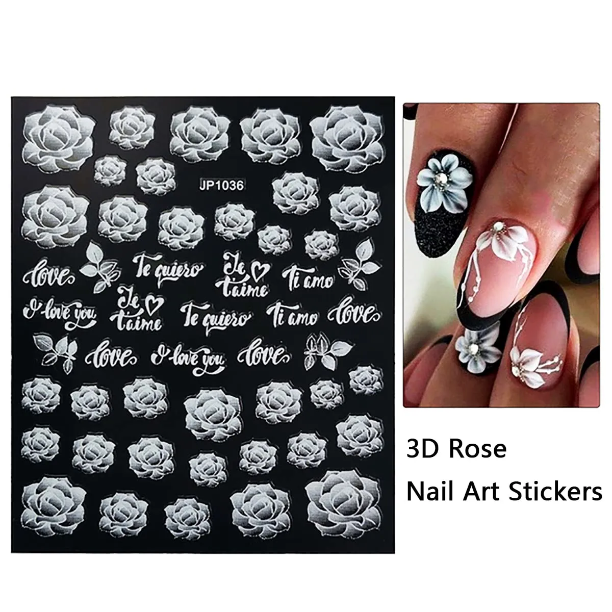 3D Flower Nail Art Stickers Rose Nail Stickers French Manicure Stickers Nail Stickers for Nail Art Self Adhesive Rose Streamer Cherry Blossom Designer Nail Stickers for Women