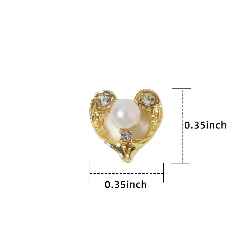 3D Golden Heart Nail Art Decals | Metal Charms Kits Love Metallic Art Stickers DIY Studs Decoration