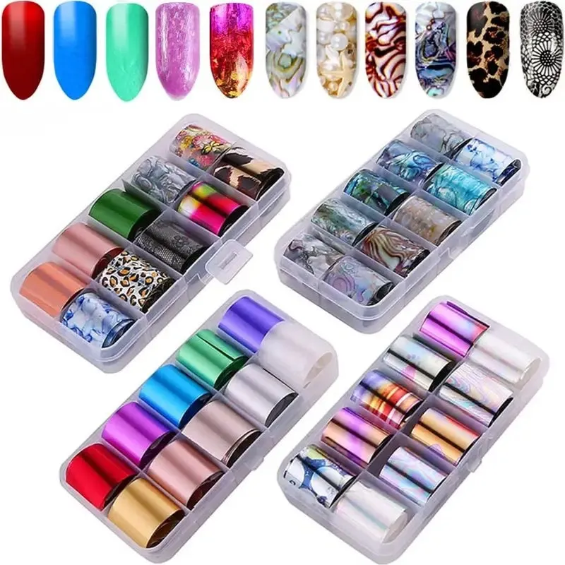 40 Rolls Nail Art Foil Adhesive Transfer Sticker Tips | Nail Art Stickers Tips Wraps Foil Transfer Adhesive Glitters Acrylic DIY Decoration