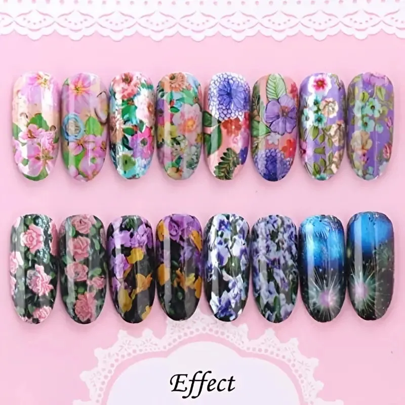 40 Rolls Nail Art Foil Adhesive Transfer Sticker Tips | Nail Art Stickers Tips Wraps Foil Transfer Adhesive Glitters Acrylic DIY Decoration