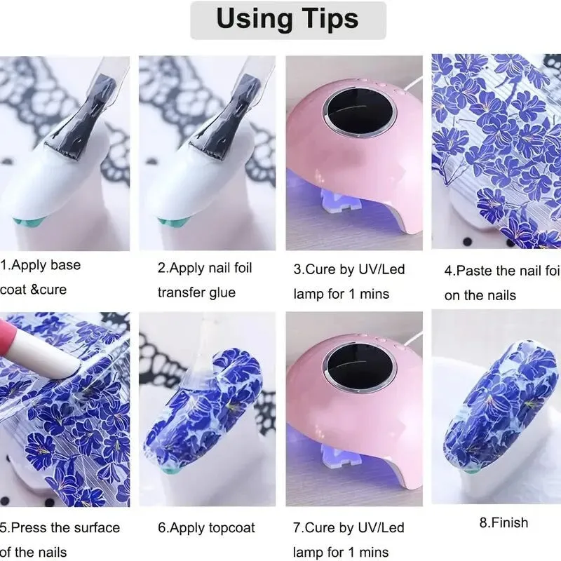 40 Rolls Nail Art Foil Adhesive Transfer Sticker Tips | Nail Art Stickers Tips Wraps Foil Transfer Adhesive Glitters Acrylic DIY Decoration