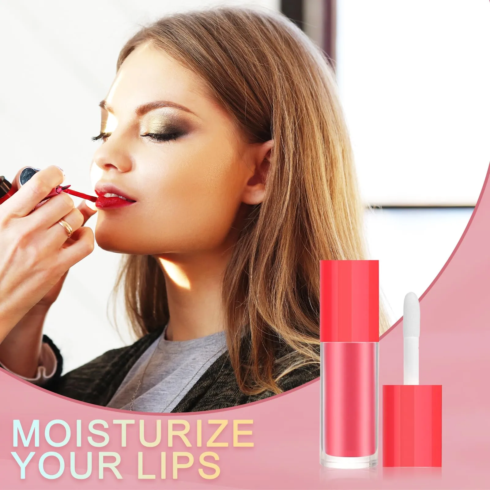 50pcs 2.5ml Empty Lip Gloss Containers Lip Gloss Tubes with Wand Cute 0.08oz Clear Refillable Lipgloss Making Supplies Kit for DIY Makeup   2pcs Syringes (Red)