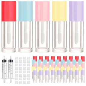 50pcs 2.5ml Empty Lip Gloss Containers Lip Gloss Tubes with Wand Cute 0.08oz Clear Refillable Lipgloss Making Supplies Kit for DIY Makeup  2pcs Syringes