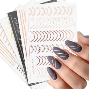 6 Sheets 3D DIY Nail Decals Adhesive Nail Sticker Manicure Tool