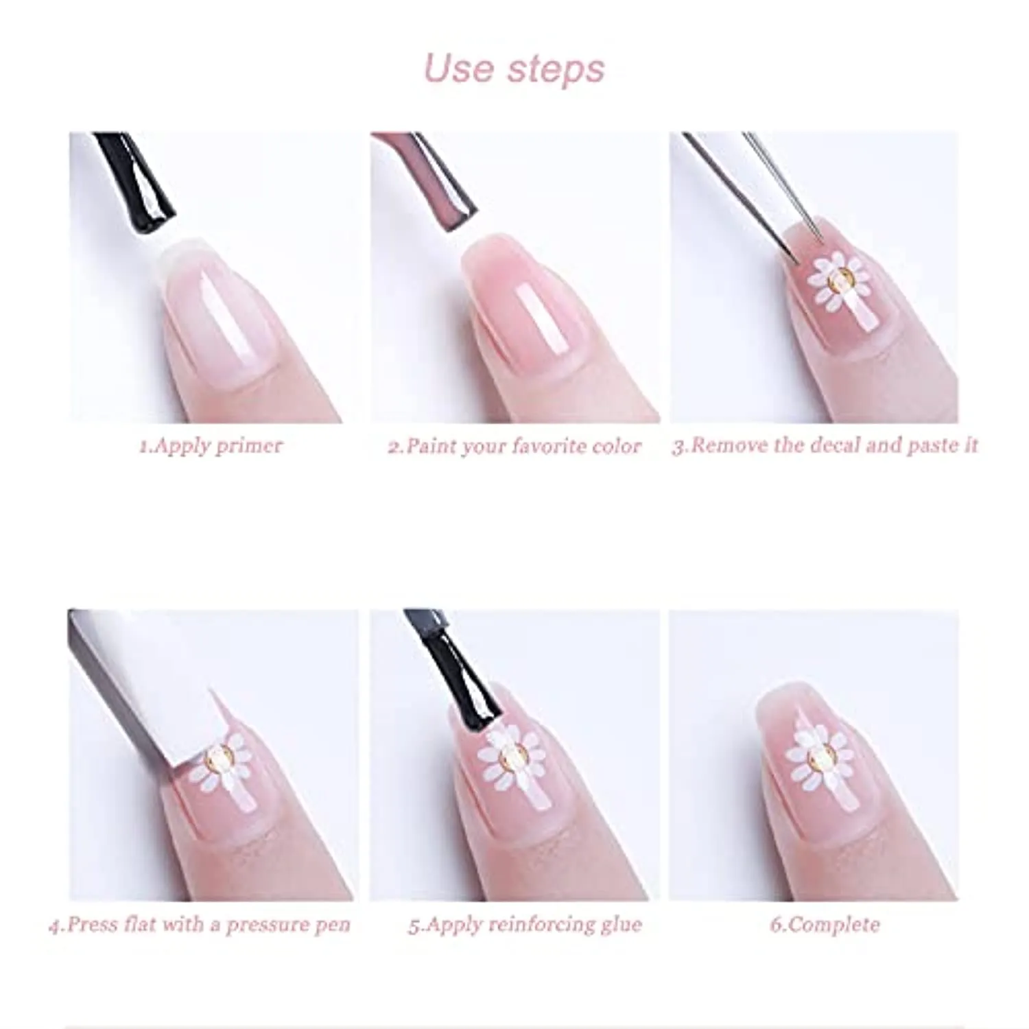 ACDE 5 Sheets Cute Cartoon Nail Art Stickers Rainbow White Cloud Bear 3D Self-Adhesive Nail Decals Rabbit Panda Craft Design Nail Accessories for Women Girls Kids Party Nail Decoration Supplies