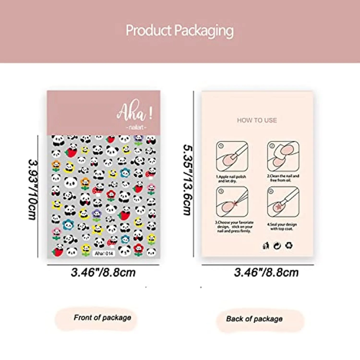 ACDE 5 Sheets Cute Cartoon Nail Art Stickers Rainbow White Cloud Bear 3D Self-Adhesive Nail Decals Rabbit Panda Craft Design Nail Accessories for Women Girls Kids Party Nail Decoration Supplies