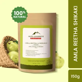 Alps Goodness Amla Reetha & Shikakai Powder 150 gm| 100% Natural Powder | No Chemicals, No Preservatives, No Pesticides | Promotes Hair Growth| Hair Mask | Strenghtens Hair | For silky smooth hair