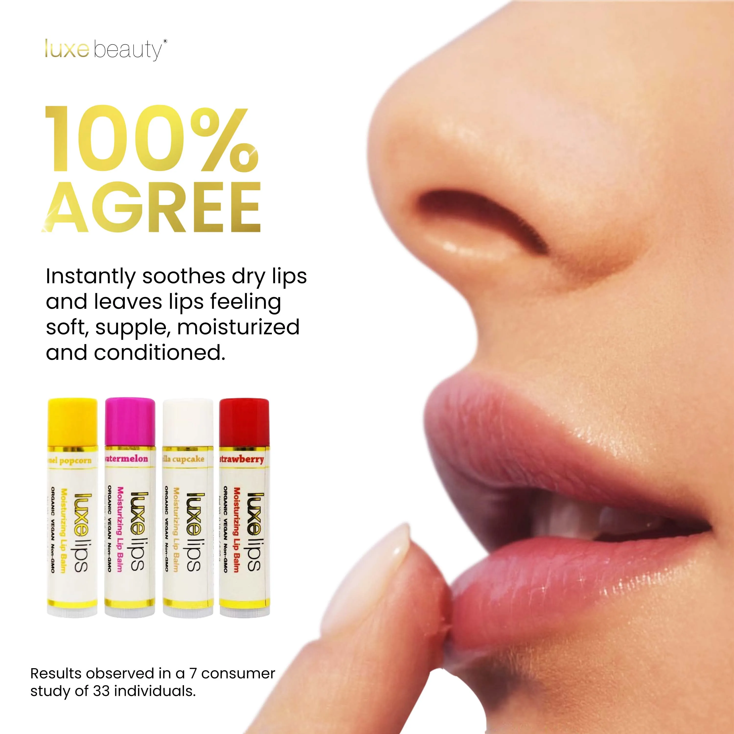 Beeswax Free, Nut Free Lip Balm - Luxe Lips - Wacky Watermelon