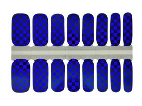 Black and Blue Checkerboard - Nail Wrap Set
