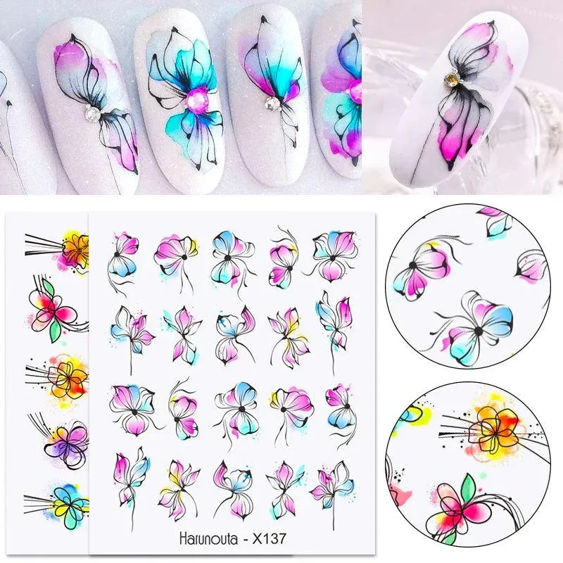 Blooming Butterfly Floral Nail Art Sticker: Intricate Design, Easy Application, Transform Nails