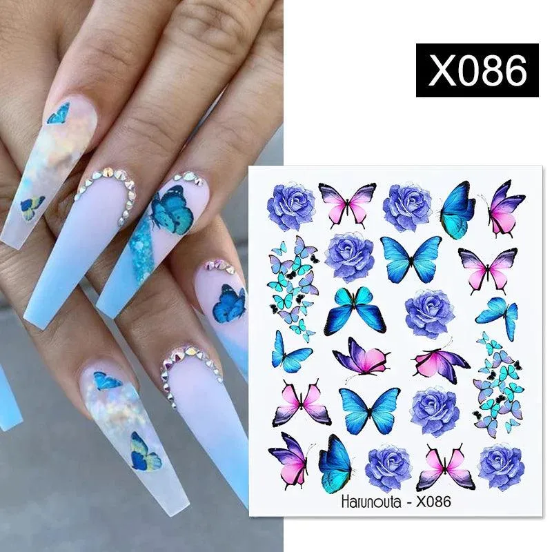 Blooming Butterfly Floral Nail Art Sticker: Intricate Design, Easy Application, Transform Nails