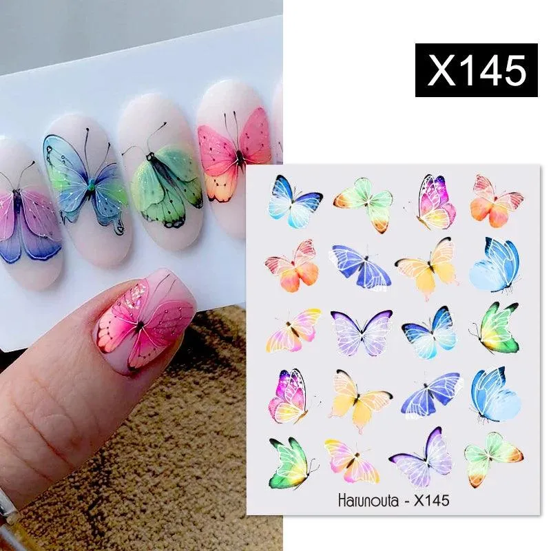 Blooming Butterfly Floral Nail Art Sticker: Intricate Design, Easy Application, Transform Nails