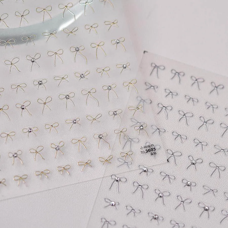 Bow Design Nail Art Stickers Adhesive Embossed Pink Bow Sticker Decals to3603