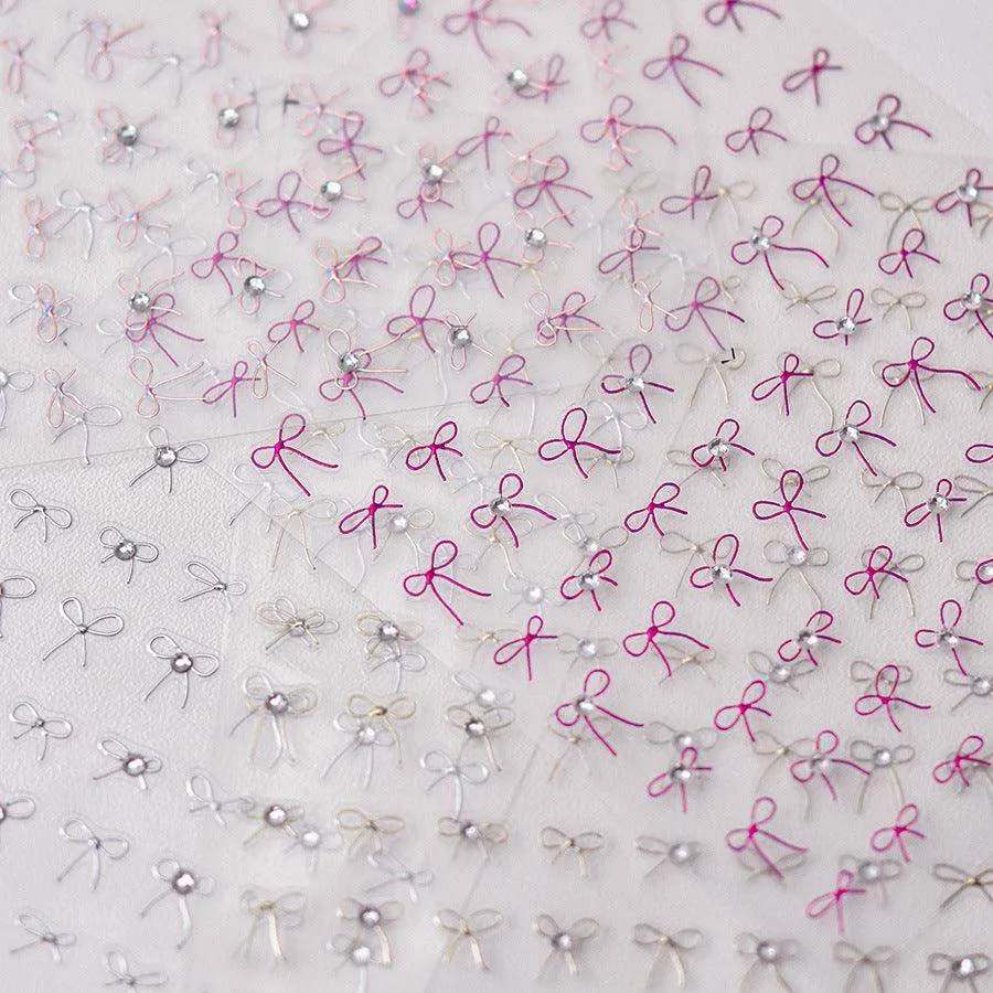 Bow Design Nail Art Stickers Adhesive Embossed Pink Bow Sticker Decals to3603