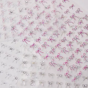 Bow Design Nail Art Stickers Adhesive Embossed Pink Bow Sticker Decals to3603