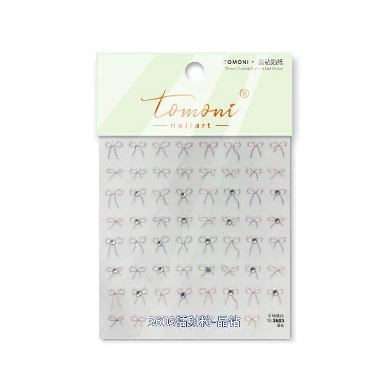 Bow Design Nail Art Stickers Adhesive Embossed Pink Bow Sticker Decals to3603