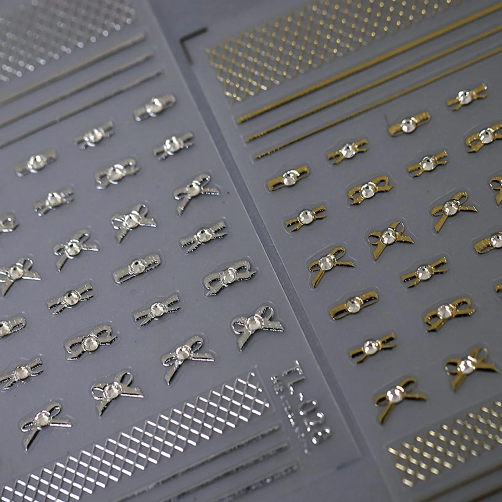 Bowknot Nail Art Stickers 5D Emboss Silver Gold Metal Nail Decals Self-Adhesive Luxury Bling Rhinestone Bow Tie Line Nail Accessories DIY Nail Designs for Women Girls Acrylic Nails Decoration 2 Sheets