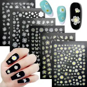 Butterfly Nail Art Stickers Spring Butterfly Nail Decals Decorate,3D Spring Self-Adhesive Black Butterflies Design Nail Decals Foil Butterflies Nail Sticker for Women Acrylic Nails-8 Sheets