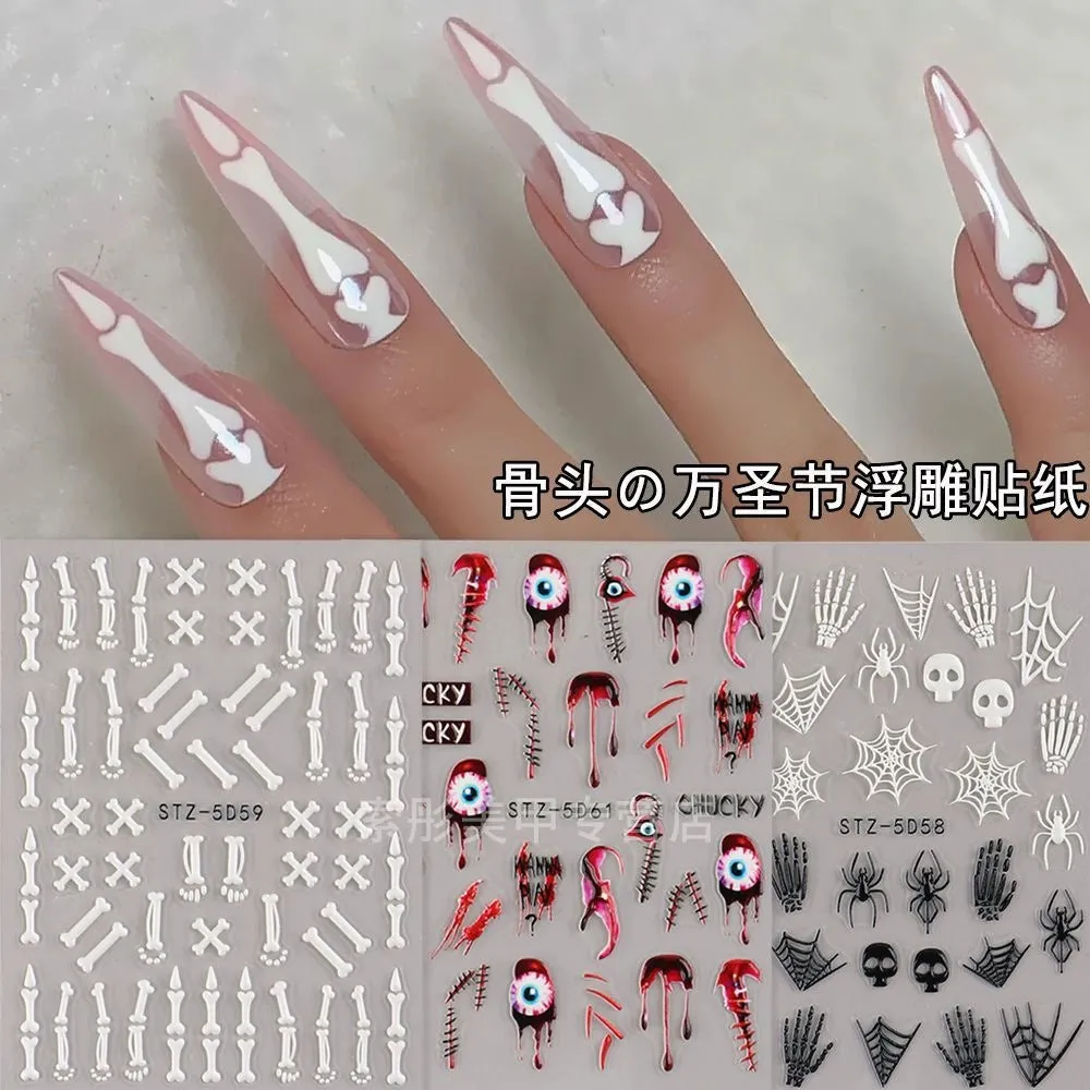 Cat Bones and Claw Bones Nail Art Stickers