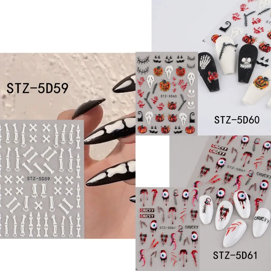 Cat Bones and Claw Bones Nail Art Stickers
