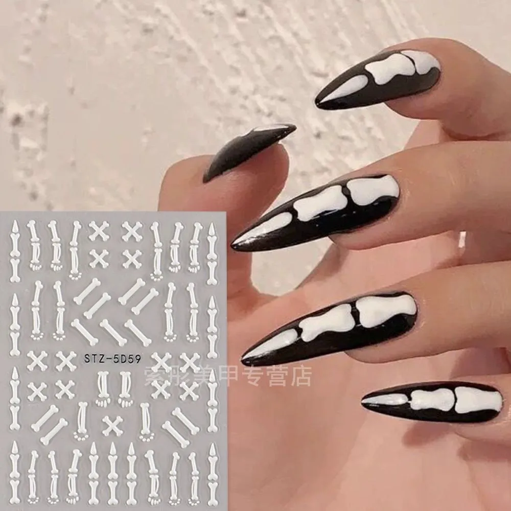 Cat Bones and Claw Bones Nail Art Stickers