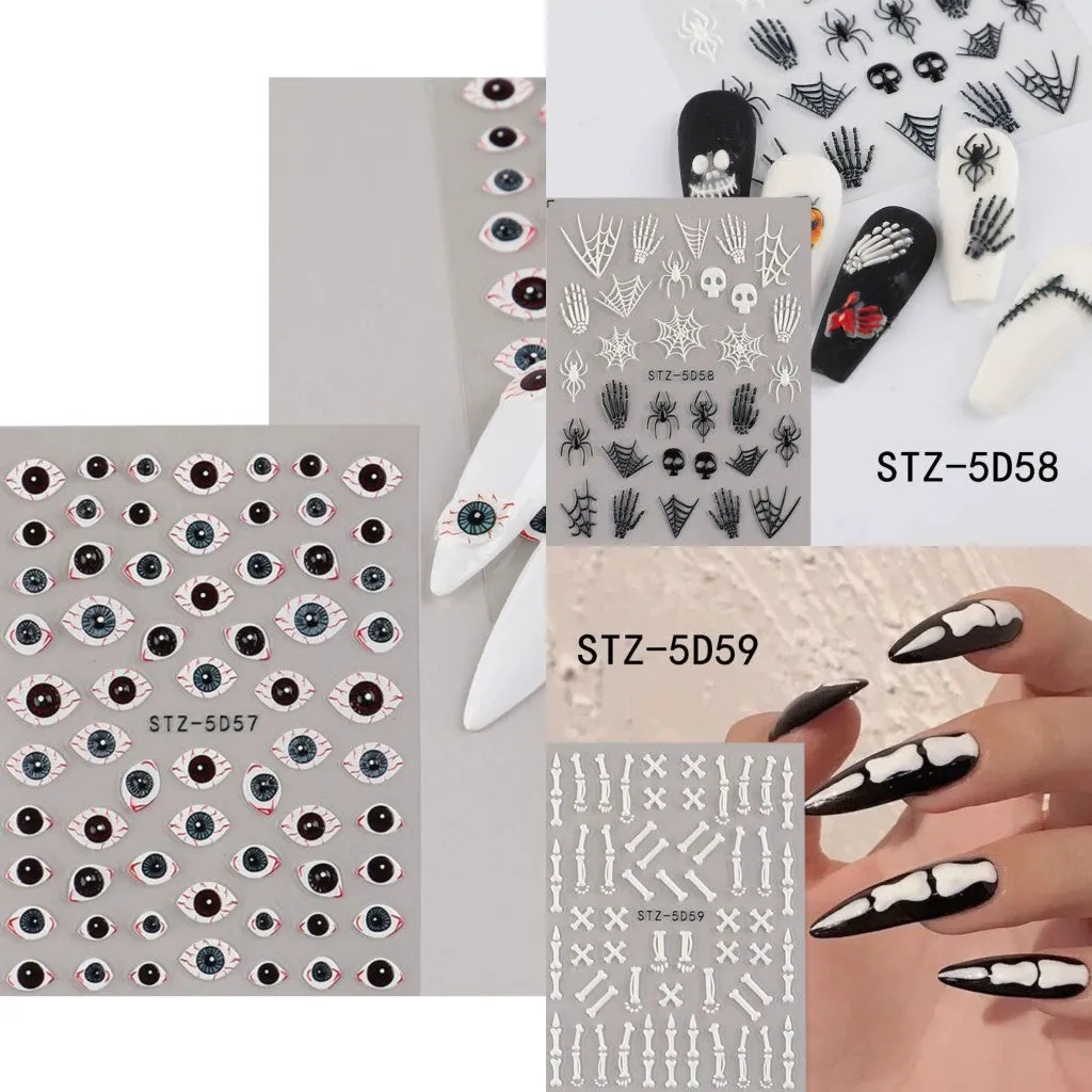Cat Bones and Claw Bones Nail Art Stickers
