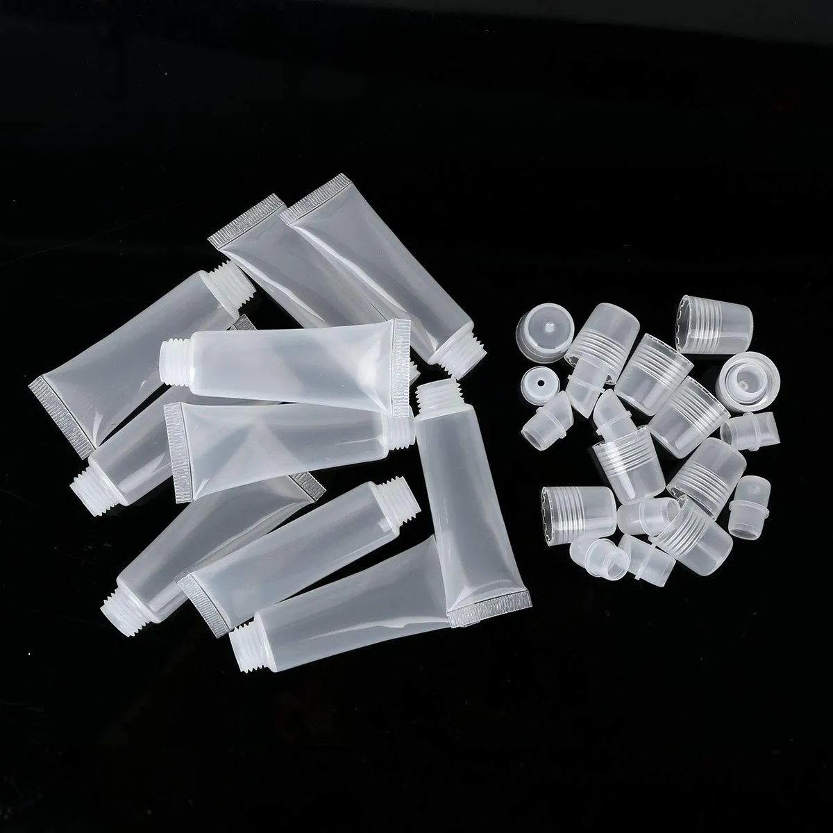 CHICTRY 10Pcs 10ml Mini Clear Lip Gloss Balm Tubes Refillable Empty Tube Soft Cosmetic Containers for DIY Lip Gloss Balm Clear One Size