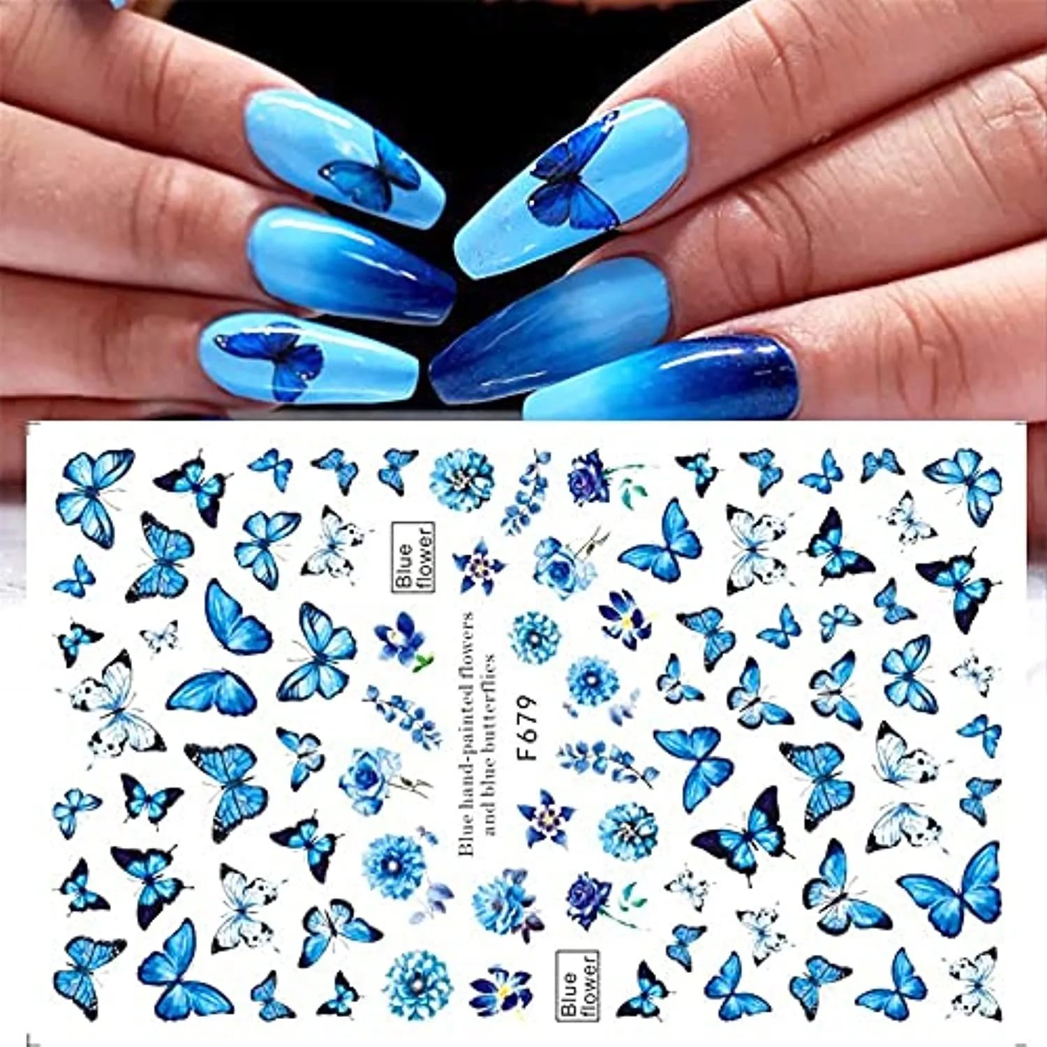 Dornail 8 Sheets Butterfly Nail Stickers Spring Summer Floral Flower Nail Decals Nail Accessories for Nail Art Decorations Supplies