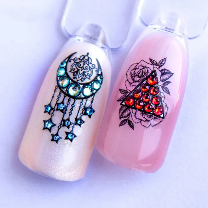 Dream Catchers Moon, Triangle, Mandala Flower with Rhinestones