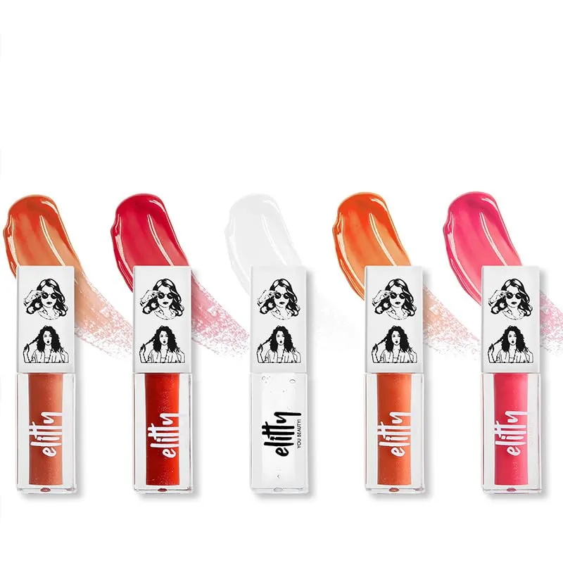 Elitty Jelly Lips - Lip Gloss- Infused with Witch Hazel, Jajoba Oil, & Vitamin E, High Shine, Long Lasting, Vegan & Cruelty Free - Lip Love Combo