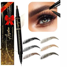 Eyebrow Pencil (Black) Dual-Ended Microblading Eyebrow Pen- Brow Pencil 2-in-1 Waterproof and Long Lasting Eye Brow Pencils for Women, Eyebrow Makeup for Natural and Hair-Like Effect Brows