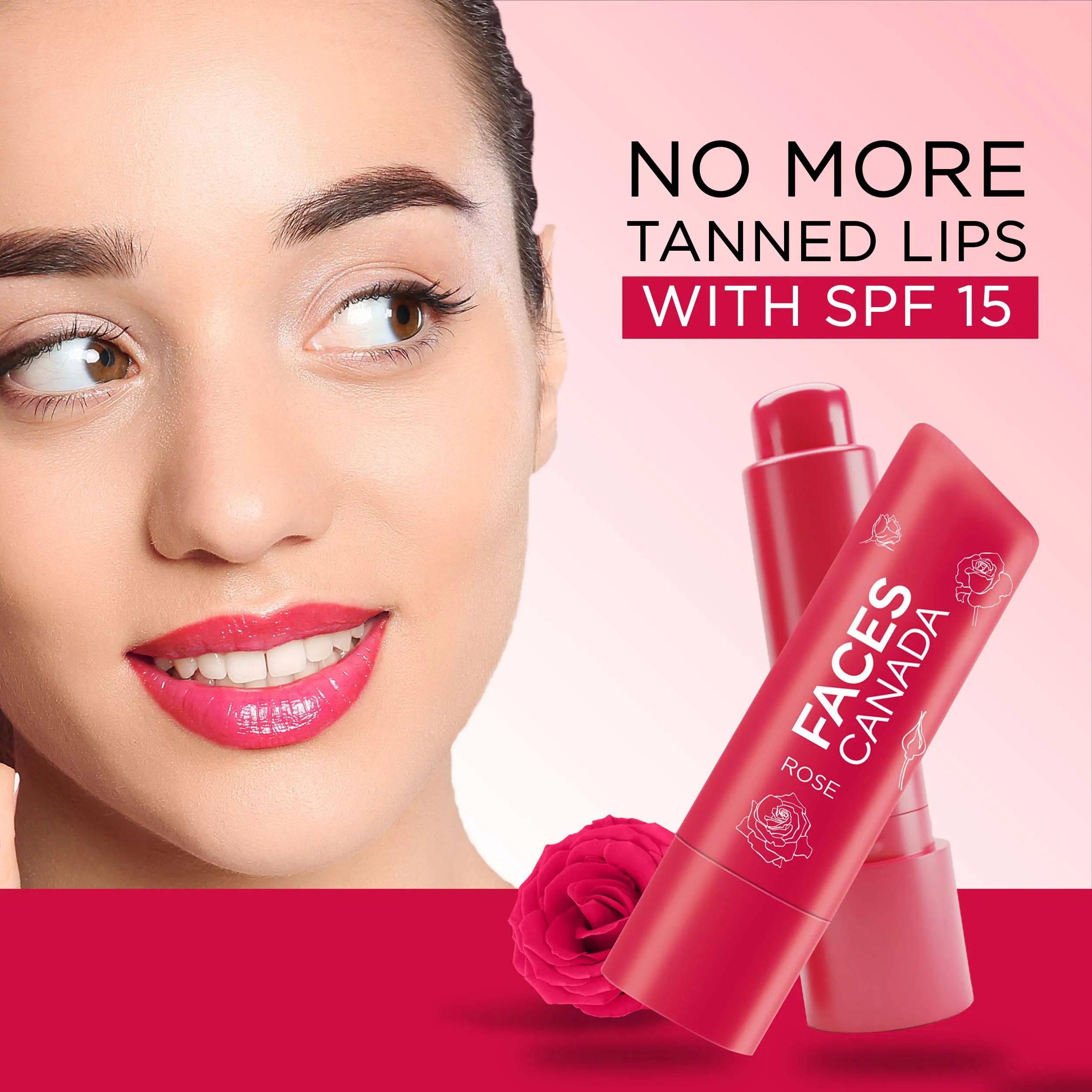 Faces Canada Color Balm | 12Hr Moisture For Dry, Chapped Lips | Vitamin E | Spf 15| Rose Petal Rose 03 (4.5 G)