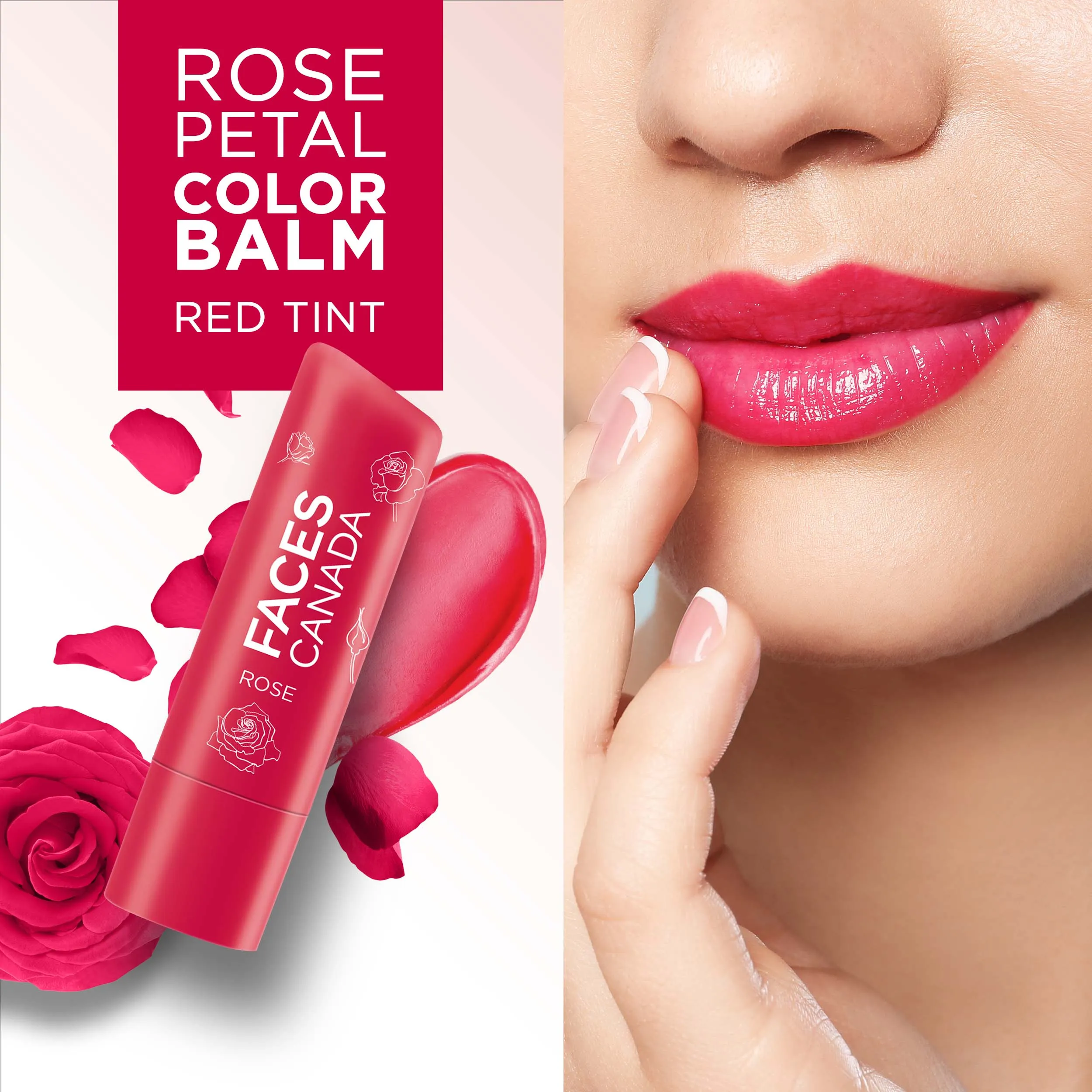 Faces Canada Color Balm | 12Hr Moisture For Dry, Chapped Lips | Vitamin E | Spf 15| Rose Petal Rose 03 (4.5 G)