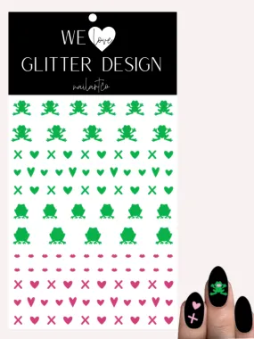 Frogs Kiss Nail Decal | Bright Green & Soft Pink