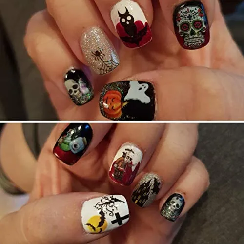 Halloween Nail Art Stickers, 24 Sheets Water Transfer Nail Decals