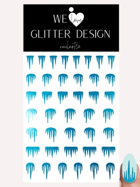 Icicle Nail Decal | Polished Metal Light Blue