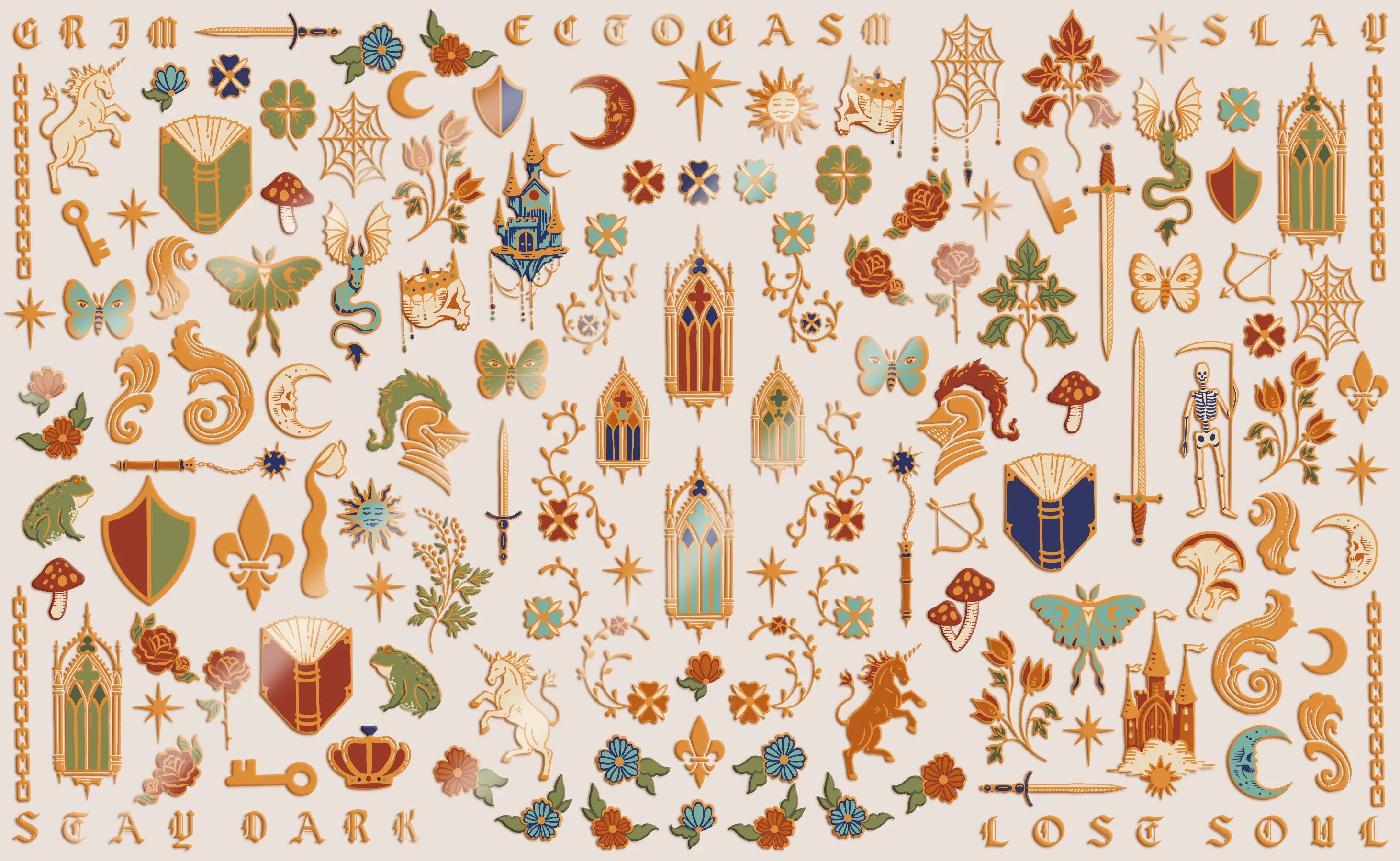 Illuminated Medieval Nail Stickers
