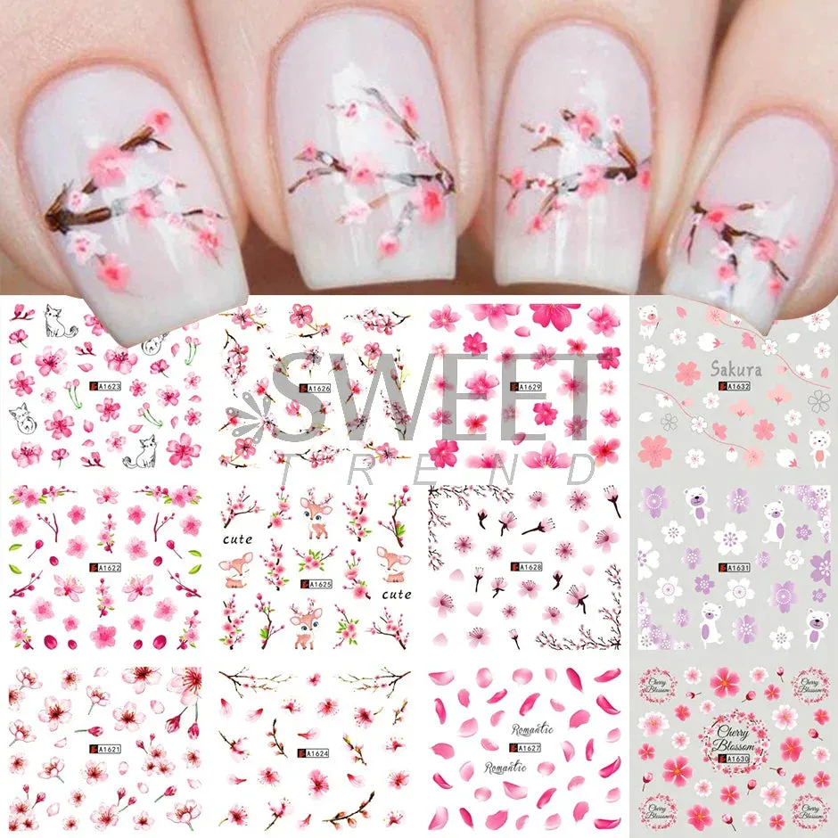 Joskaa 12Pcs/Set Woman Face Design Abstract Nail Art Stickers Flower Letter Leaf Sliders Decals DIY Manicure Decoration Water Stickers