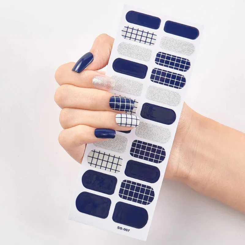 Joskaa-22 Tips/Sheet Snowflate Striped Manicure Creative Women Salon Nail Wraps DIY Nail Sticker set Sticker for Nails Art Christmas