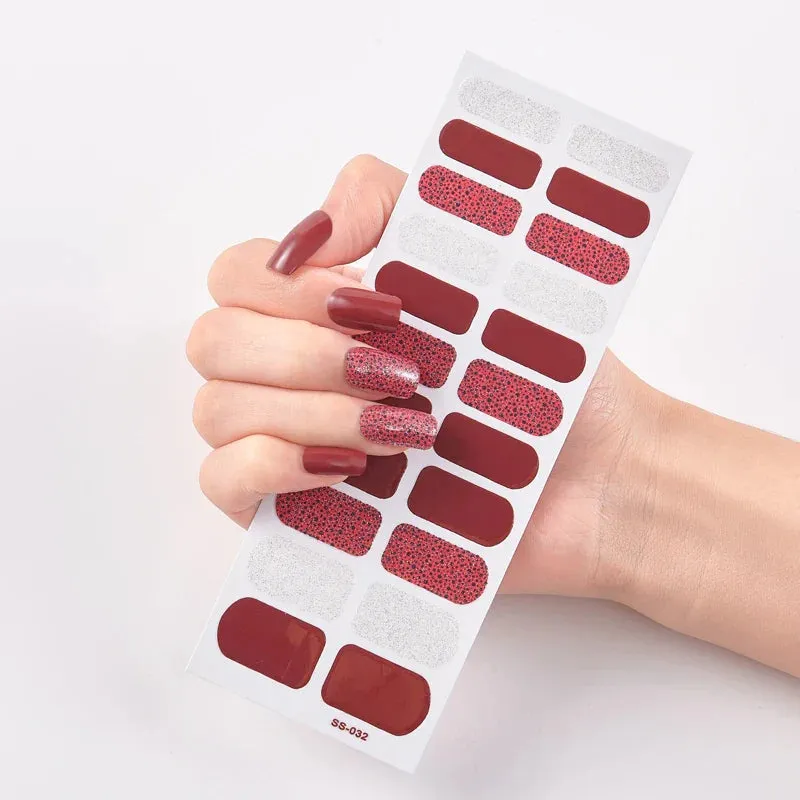 Joskaa-22 Tips/Sheet Snowflate Striped Manicure Creative Women Salon Nail Wraps DIY Nail Sticker set Sticker for Nails Art Christmas