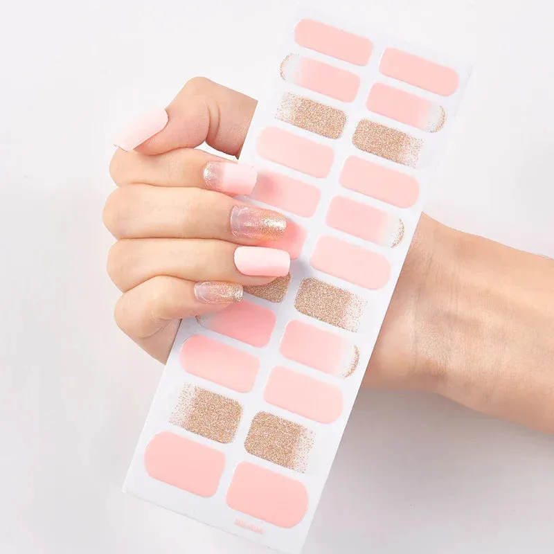 Joskaa-22 Tips/Sheet Snowflate Striped Manicure Creative Women Salon Nail Wraps DIY Nail Sticker set Sticker for Nails Art Christmas