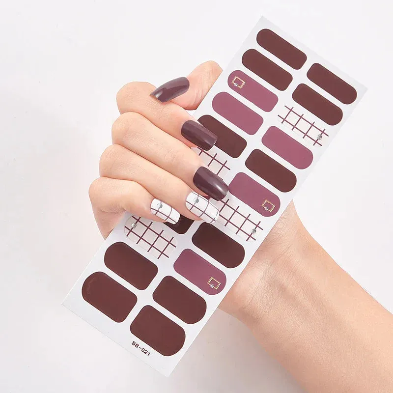 Joskaa-22 Tips/Sheet Snowflate Striped Manicure Creative Women Salon Nail Wraps DIY Nail Sticker set Sticker for Nails Art Christmas